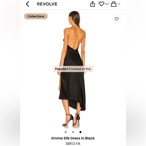 SER.O.YA Emma Silk Dress in Black - size Small - Picture 4 of 6